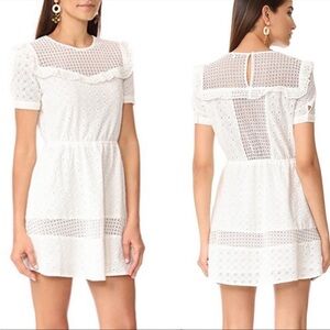 NWT Rebecca Minkoff Angles Eyelet Short Sleeve Mini Dress in White Size‎ 10